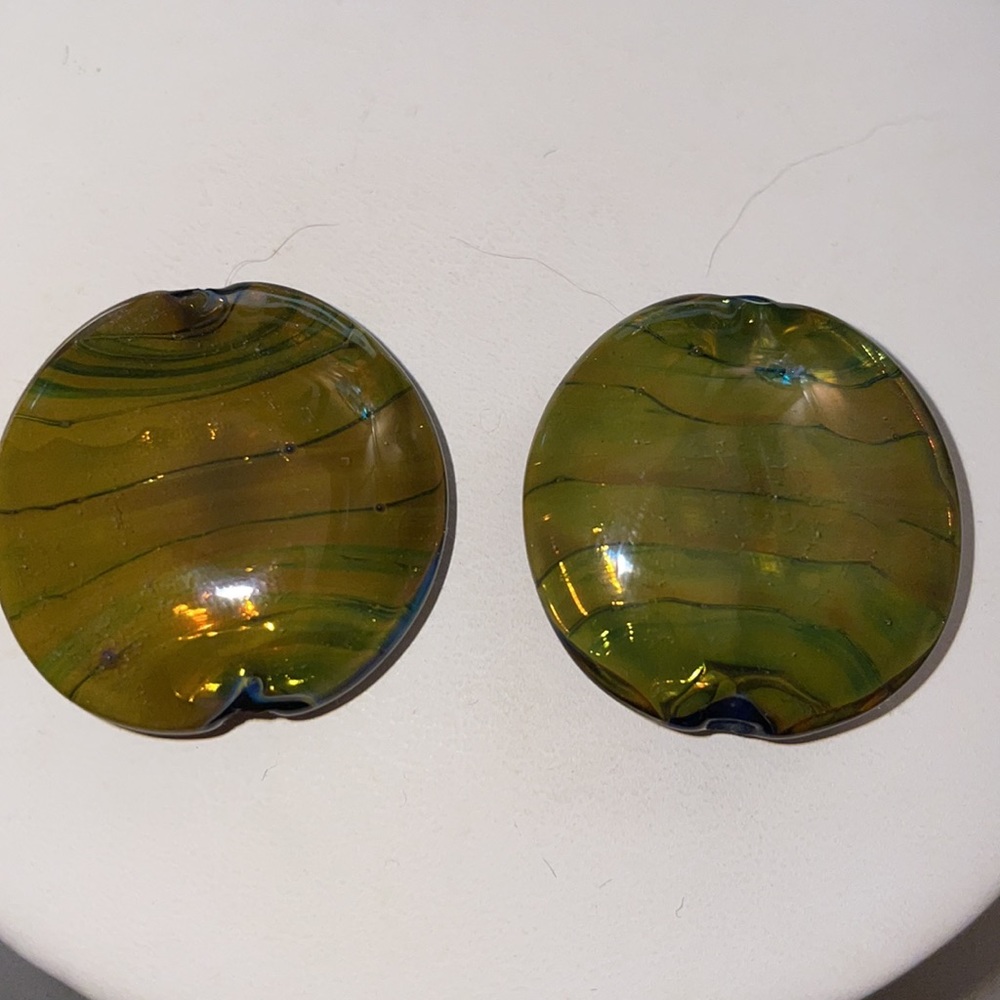 Pair of Large glass lamp work beads